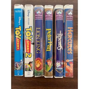 Disney VHS Tape Lot of 6 Toy Story 1 2 Lion King Peter Pan Rescuers Hercules VHS